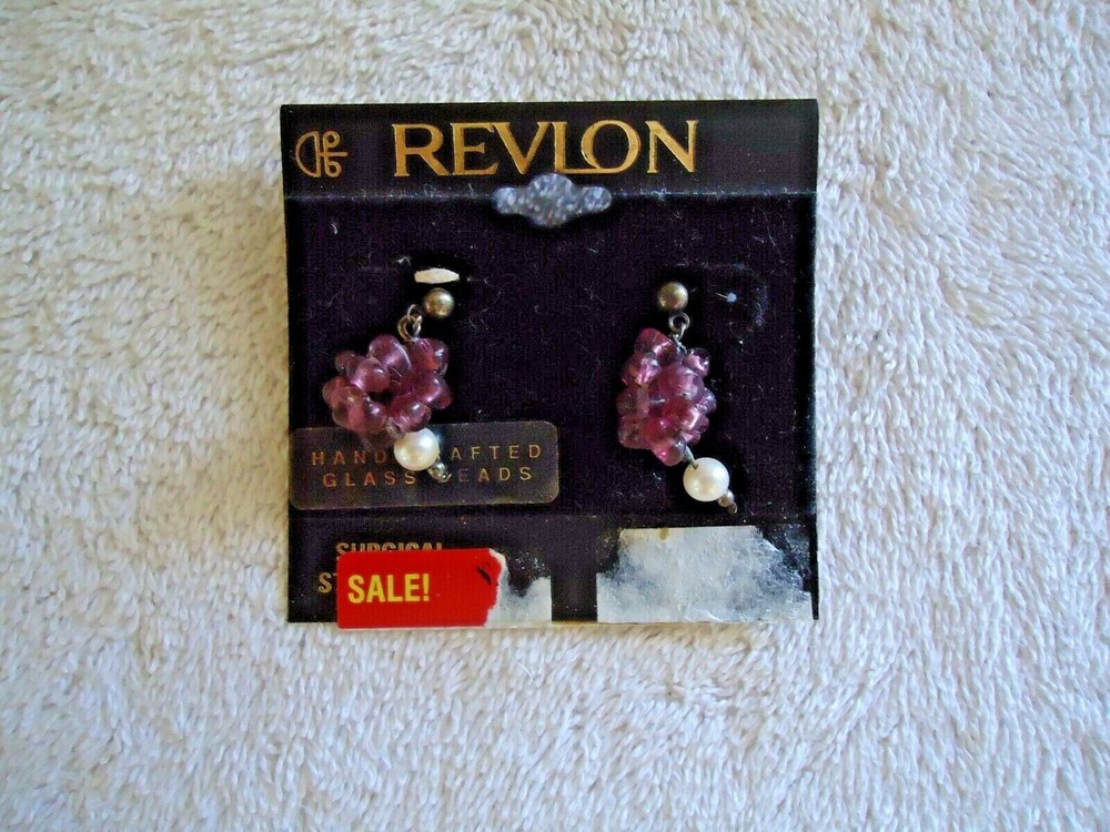 Vintage Revlon Hand Crafted Glass Beads Pair Of Earrings ” BEAUTIFUL PAIR “