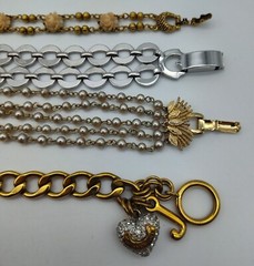 4 Gold Silver Tone Coro Sperry’s Perky Juicy Couture Goldette Pearl Bracelet Lot