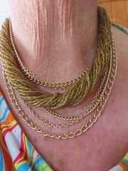 Vintage 1960’s Golden Seed Bead w/Multiple Chain Necklace Adjustable