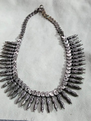 Antique Bedouin Tribal Necklace – Handmade Etched Copper Fringe – Boho Ethnic Je