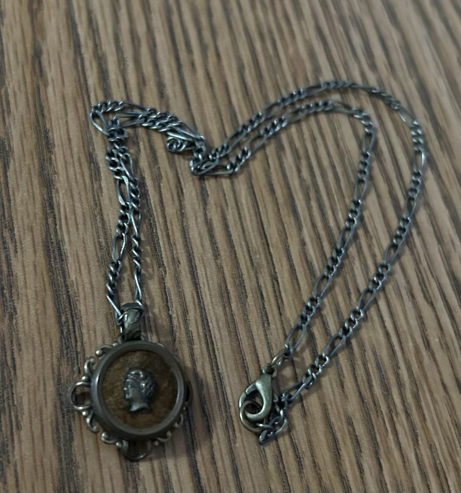 Antique Cameo Button, Vintage Cameo Button Necklace, Cameo Button Pendant