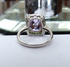 NEW SIGNED HT STERLING SILVER TOURMALINE CHROME DIOPSIDE GEMSTONE RING SIZE 9.5