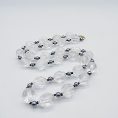 Vintage Clear Beaded Necklace Lightweight Retro 30″