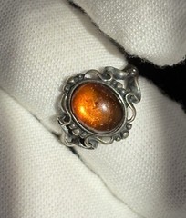 Vintage 925 Sterling Silver Honey Amber Ring Size 6 Stamped BY or BV 4.54g
