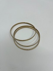 Vintage Gold Tone Bangle Bracelet Set 3 Etched Stackable Bangles Thin Slip On 8″