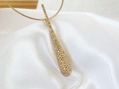Dallas Prince Gold on Sterling Silver Modernist Marcasite Pendant Necklace