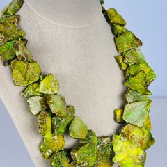 RARE Vintage Lucas Lambeth Green Jasper Slab Necklace Sterling Silver Hand Tied