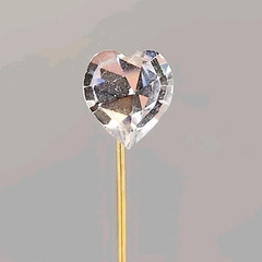 Antique Heart Stick Pin Clear Glass Stone Gold Filled Victorian