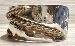 Southwestern Louis Booth Sterling Silver & Brass Twisted Rope Cuff Bracelet