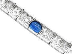 Art Deco 2.90Ct Basaltic Sapphire and 5.40Ct Diamond Platinum Bracelet