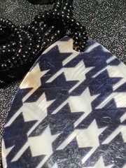 Vintage Style Statement Necklace Mother of Pearl Houndstooth Pendant Crackle…