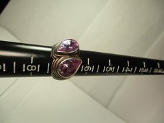 Vintage Contemporary Style Sterling Silver Twin Pear Shape Amethyst Ring 7.5