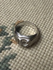 Vintage White Gold Plated Art Deco Men’s Ring, Hallmarked 8.75