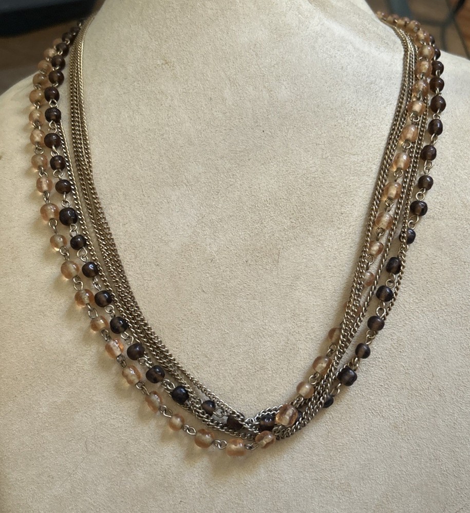 Retro Gold tone 24 Inch 5 strand Chain necklace