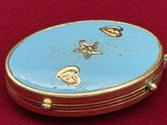 Antique Victorian Blue Robins Egg Enamel Hearts & Star Gold Filled Locket
