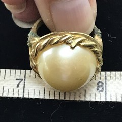 Vintage 18K GE Plated Signed A Faux Pearl Ring varied sizes