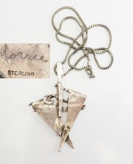One of a kind signed sterling silver abstract modernist pendant necklace