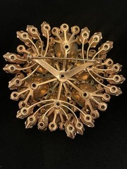 Vintage Gold Tone Root Beer RHINESTONES BROOCH AB & Clear W/CLIP ON EARRINGS