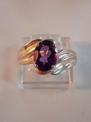 Vintage Oval Cut Amethyst Cocktail Band Ring Size 7 Sterling Silver