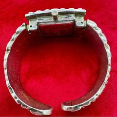 Vintage Geneva Silvertone Women’s Cuff Watch Ornate Statement Bracelet Watch