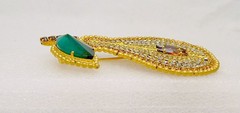 Marty Dan Rhinestone Pear Pin Brooch Huge! 3.5 Inches Tall Free Ship