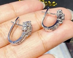Art Deco Lab Created Diamond Engagement Fancy Gift Earring 14K White Gold Finish
