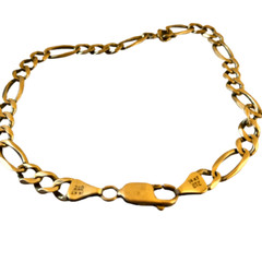 OTC Vintage Italy 14K Gold Figaro Link Chain 9″ Bracelet 9.6 grams Signed