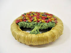 HANDMADE Flowers Tree of Life Pin Brooch Colorful Woven Natural Material 1-5/8″