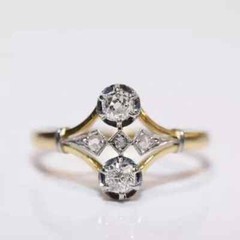 Art Deco Vintage Round Cut Lab Created Diamond 14K Gold Finish Engagement Ring