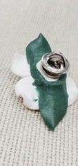 White Dogwood polymer clay Lapel Tie Tack Pin Flower 2″ brw32