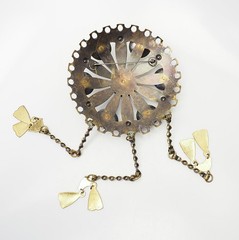 Latvia huge ethnic butterscotch Baltic amber dangles Sakta pin brooch