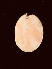 Vintage Japanese Carved Light Pink Salmon Coral Cameo 23mm 23.7ct