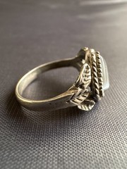 Vintage Silver Dark Grey Cat’s Eye Ring Handcrafted Ring Size 8 US