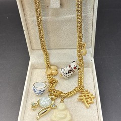 Vintage Estate Assemblage of Charms &Trinkets: Thermoset Confetti, Lucite Buddha