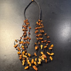 Vintage Amber Irregular Shaped Stone Necklace
