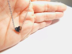 Small Engravable Silver Tone Metal Slide Heart Charm Chain Necklace Vintage