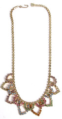 Vintage Multicolor Rhinestone Climber Clip On Earrings & Choker Necklace Set