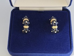 CAMROSE & KROSS JBK BLUE SWIRL ENAMELED CRYSTALS HOOP CLIP-ON EARRINGS☆COA☆NWT☆