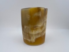 Vintage 1970s Horn CUFF Bracelet Wide Artisan Carved Made in Africa BOHO Hippie