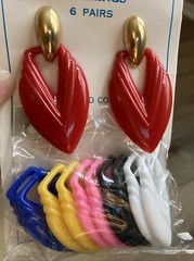 EARRINGS 1980’s INTERCHANGEABLE COLORS MOLDED PLASTIC Pierced VINTAGE