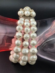 Vintage Graduated Baroque Lucite Pearls 3 Strand Statement 7″ Bracelet