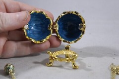 Vintage STAUER Egg Trinket Box with Matching Pendant Necklace