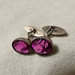 Vintage soviet Corundum Gems cufflinks 875 silver ussr PC