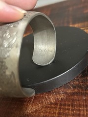 1970’s-80’s Pewter Cuff Bracelet, Kirk Stieff “Larkspur” Size 8