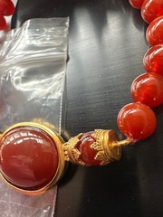 NEW Vintage Metropolitan Museum Of Art MMA Carnelian Cabochon 24k Gold Necklace