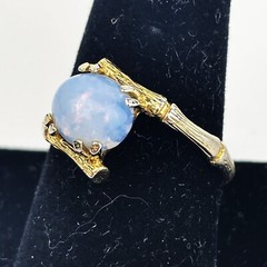 14kt Gold-Filled Vintage Opal Asian Style Bamboo Wrap Ring