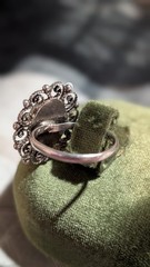 Vintage Sterling Silver Ring W Unk Cabachon Signed ECM 925 Sz 8.25