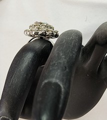 VINTAGE Rhinestone Aurora BorealisCluster Dome Cocktail Ring 8.5 Adjustable