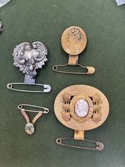 ANTQ VICTORIAN CHATELAINE SILVER PLATE MONEY PIN BODICE KEY HOLDER BELT SLIDE
