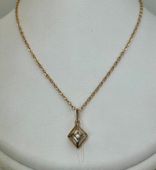 USSR Vintage Original Rose & White Gold CZ Pendant 583 14K Yerevan 1,39 g. 1989